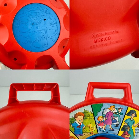 Vtg 1985 Red Plastic Kid Child Toy Safe Sound See Say Mattel Pull String Spin - Picture 5 of 10